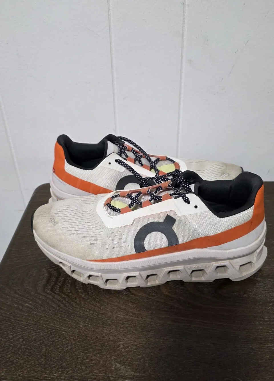 On Cloud Cloudmonster Womens Running Shoe size 10.5 Orange and White, Used